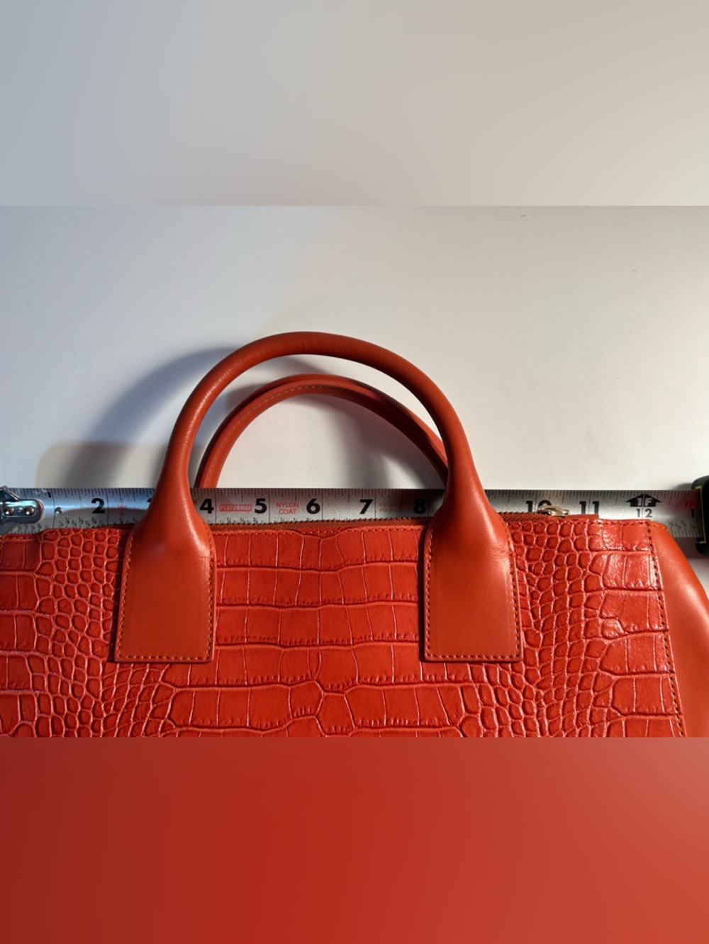 Teddy Blake Orange Croc-Embossed Leather Satchel Purse - Picture 7 of 10